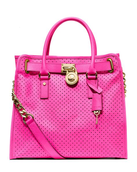 michael kors pink perforated hamilton tote